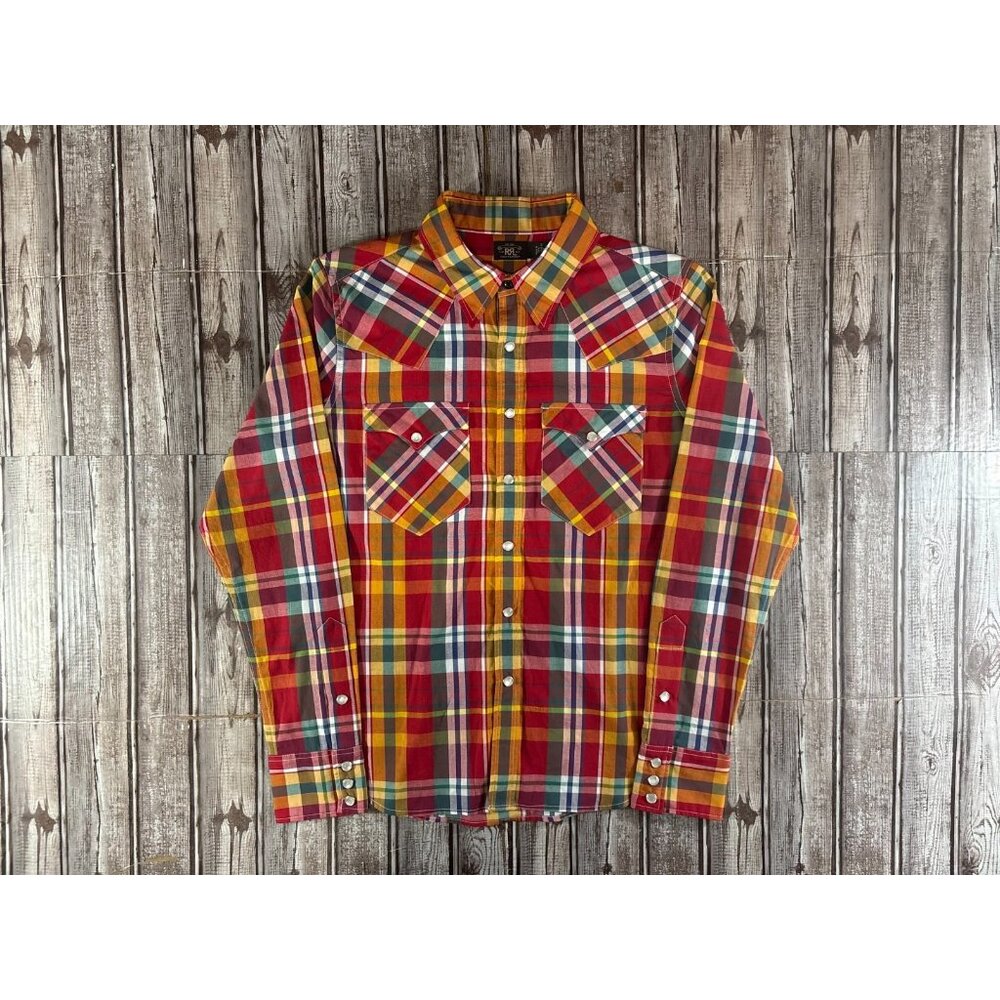 Double RL Ralph Lauren plaid Snap western Shirt Sz 2 multicolor New spring 2026